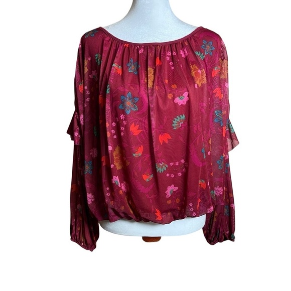 Free People Wildflower Honey Boho Prairie Blouse Stretch Festival Shirt Top Sz S - Picture 3 of 11